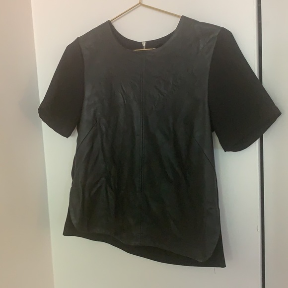 H&M Black Leather Short Sleeve Top With Solid Back - Picture 10 of 14